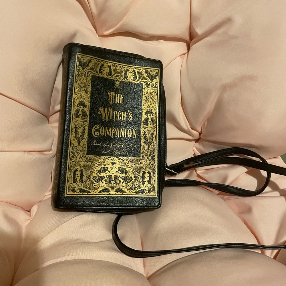 Black and Gold Book-Style Crossbody Bag